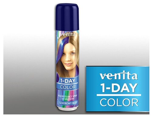 Venita Оттеночный спрей для волос 1-day color, 12 сапфировый синий, 50 мл