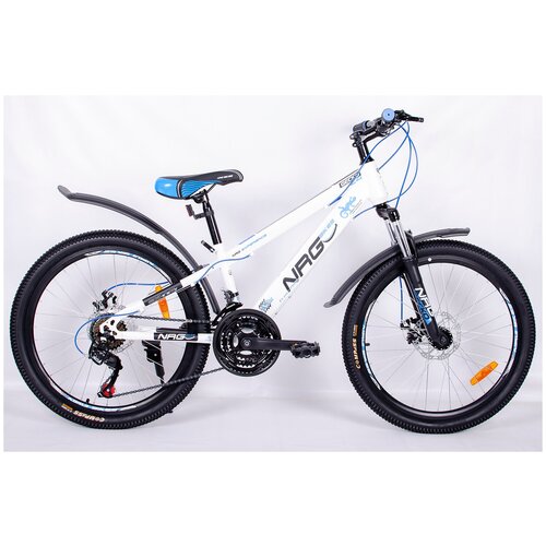 Горный Велосипед NRG Bikes GECKO 24''/12'' white-black-blue, 21 скорость, 2022 год