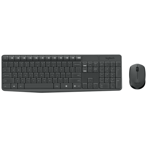 Комплект клавиатура + мышь Logitech MK235 Wireless Keyboard and Mouse, серый, QWERTY клавиатура мышь logitech mk235 wireless
