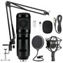 Конденсаторный микрофон набор / Профессиональная голосовая запись для телефона и ПК / Микрофон студийный с поп-фильтром, черный