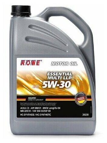 HC-синтетическое моторное масло ROWE Essential Multi LLP SAE 5W-30, 4 л