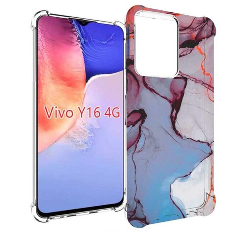 Чехол MyPads мраморный рисунок для Vivo Y16 4G/ Vivo Y02S задняя-панель-накладка-бампер