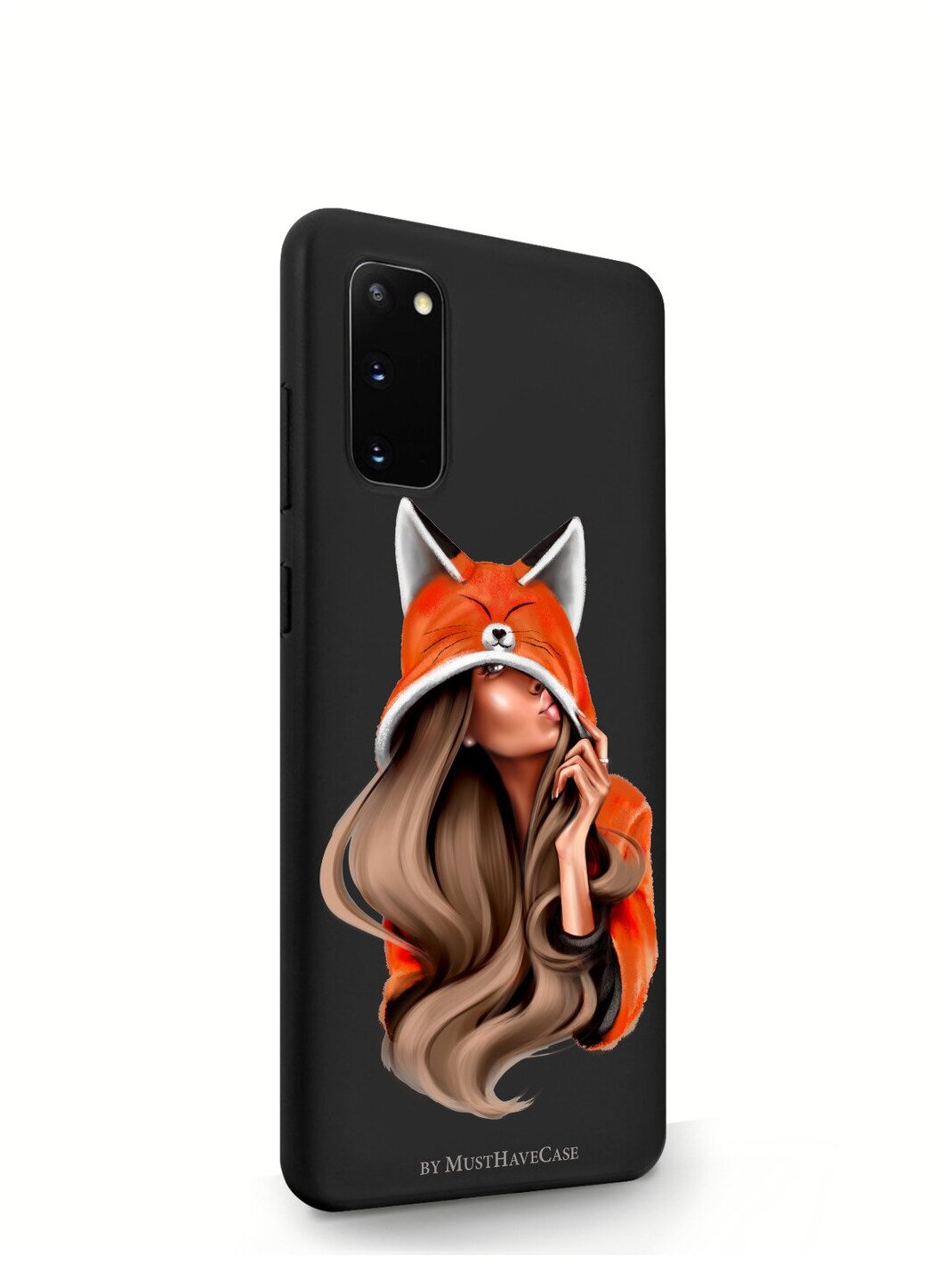 Черный силиконовый чехол MustHaveCase для Samsung Galaxy S20 Foxy Girl/ Лисичка для Самсунг Галакси С20 Противоударный