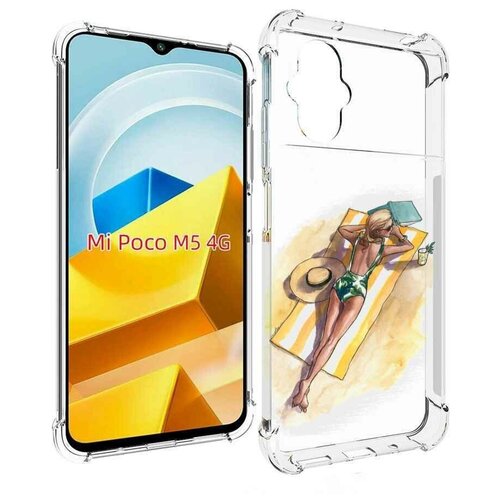 Чехол MyPads девушка на пляже женский для Xiaomi Poco M5 задняя-панель-накладка-бампер