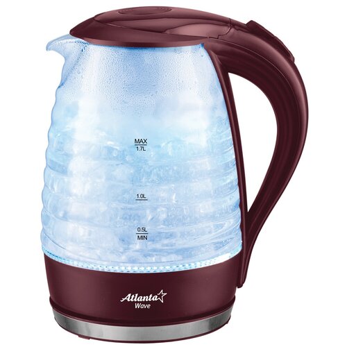 Стеклянный электрический чайник Atlanta ATH-2467 bordo 352000₽
