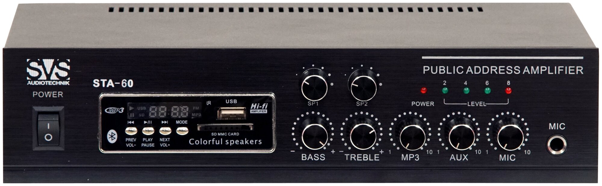 Трансляционный микшер-усилитель SVS Audiotechnik STA-60 мощность 60 Вт Блюуз FM радио 2 зоны MP3 плеер режим 100В