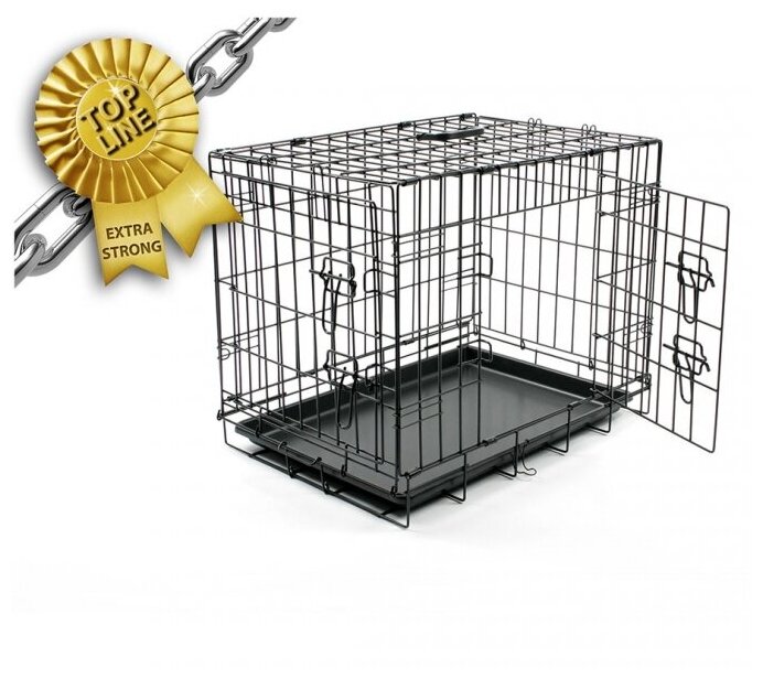 Клетка для собак двухдверная DUVO+ "Pet Kennel Top Line SMALL", чёрная, 62х44х50см (Бельгия) - фотография № 7