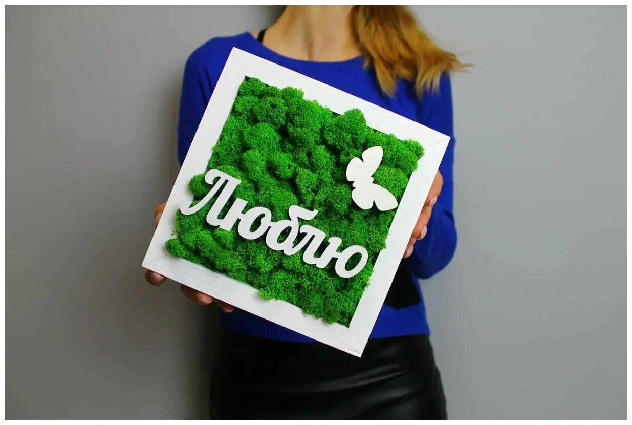 Панно из мха "Люблю"