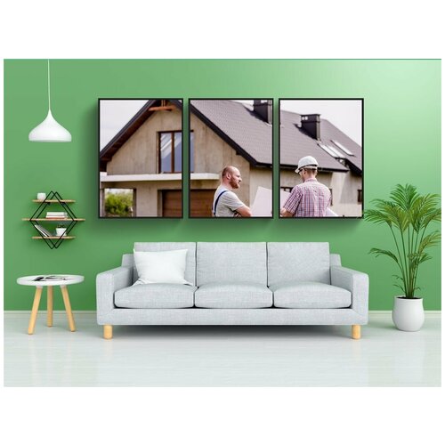 фото Набор модулных постеров для интерьера "здание, профессиональный, наемный рабочий" 60x90 см. в тубусе, без рамки lotsprints