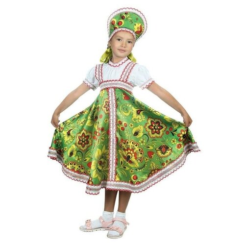 фото Костюм русский народный "хохлома зеленая" платье, кокошник, р-р.34, рост 134 5238367 страна карнавалия