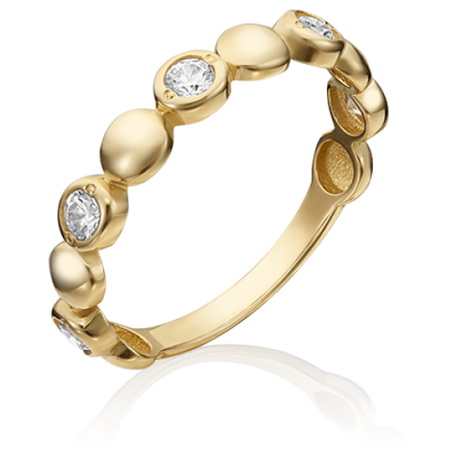 PLATINA jewelry Кольцо из желтого золота с Swarovski Zirconia 01-5344-00-501-1130-38, размер 17