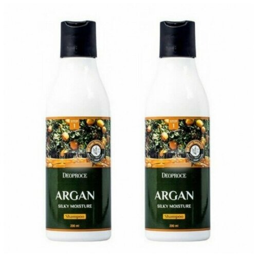 фото Deoproce набор из 2-х шампуней для волос с аргановым маслом argan silky moisture shampoo, 200 мл, 2 шт