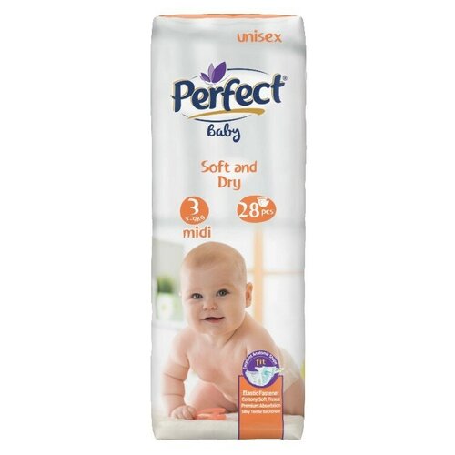 Подгузники для малышей Perfect Baby Midi 4-9кг, 3 размер, 28 шт.