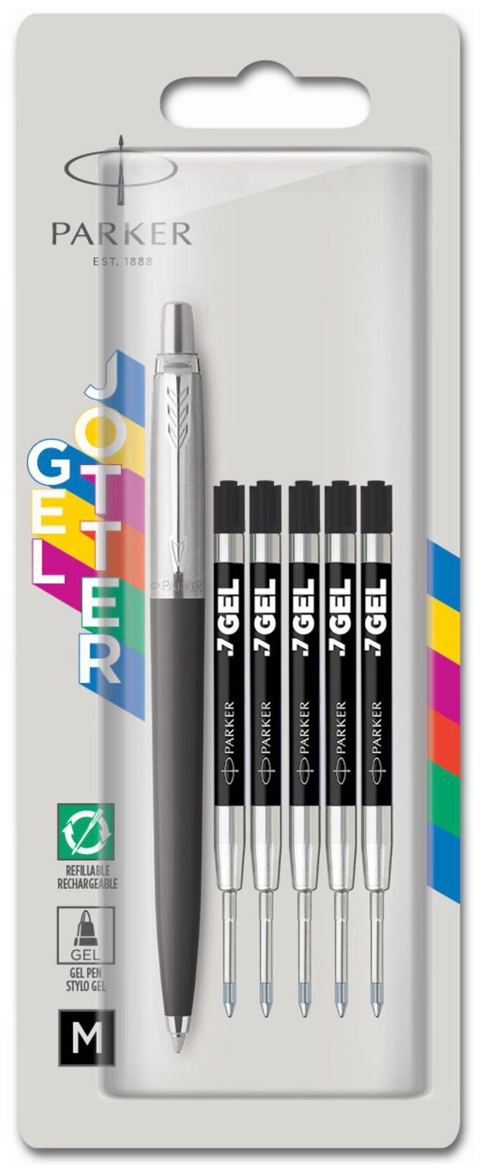 Набор Parker Jotter Original BTS 2141129 черный ручка гелевая M в компл.стержень с черными чернилами 5шт блистер