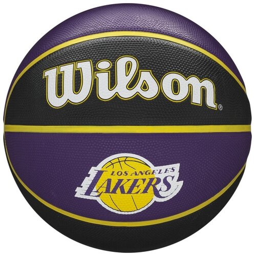 фото Мяч баскетбольный wilson nba team tribute la lakers, арт.wtb1300xblal, р.7, резина, бут. кам, фиолет-черн