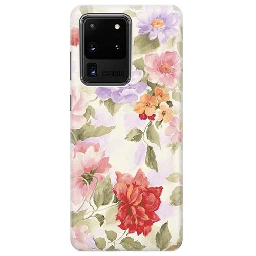 фото Ультратонкий силиконовый чехол-накладка для samsung galaxy s20 ultra с принтом "нежные цветы" gosso