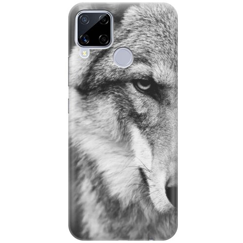 фото Ультратонкий силиконовый чехол-накладка для realme c15 с принтом "спокойный волк" gosso