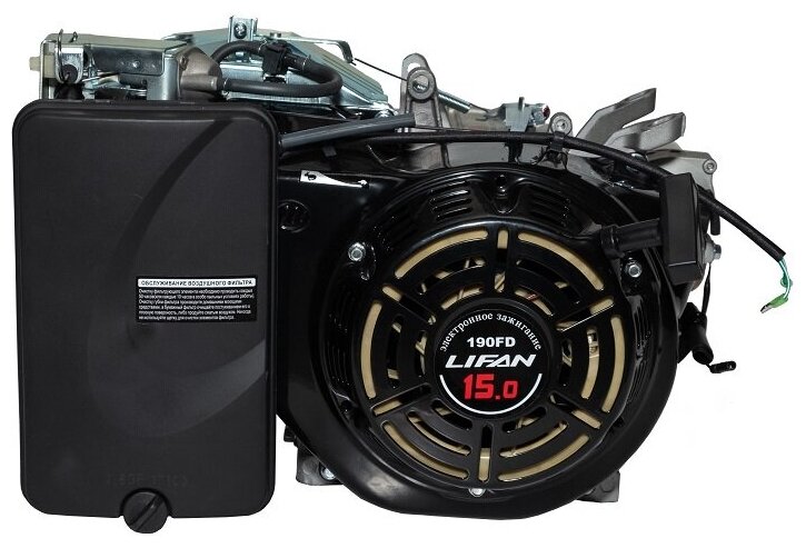 Двигатель бензиновый Lifan 190FD-V конусный вал короткий 54.45 мм (15л.с., 420куб. см, конусный вал, ручной и электрический старт) - фотография № 2