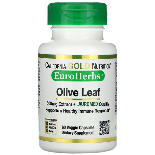 Капсулы California Gold Nutrition Olive Leaf, 70 г, 500 мг, 60 шт.