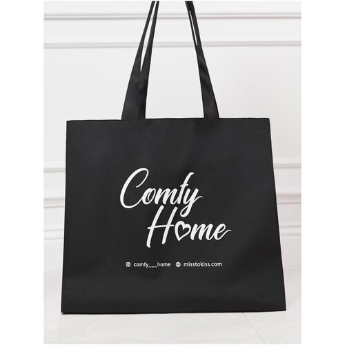 фото Сумка шоппер comfy home спортивная, текстиль, синтетический материал, складная, черный, белый