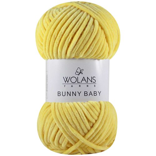 Пряжа плюшевая Wolans Bunny Baby (воланс бани беби), 14 желтый, 2 мотка пряжа wolans bunny baby 1 шт роза 31 120м 100г 100% полиэстер плюшевая пряжа воланс банни беби