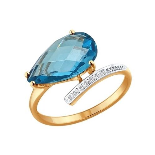 фото Sokolov кольцо из золота с ситаллом и фианитами 714212, размер 18.5