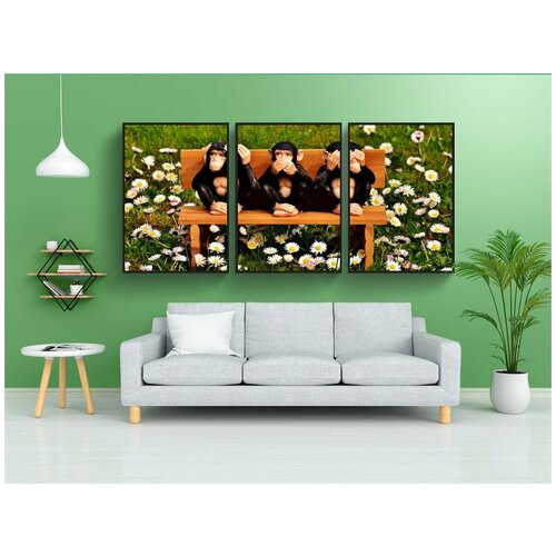 фото Набор модулных постеров для интерьера "не слышать, не смотри, не разговаривайте" 60x90 см. в тубусе, без рамки lotsprints