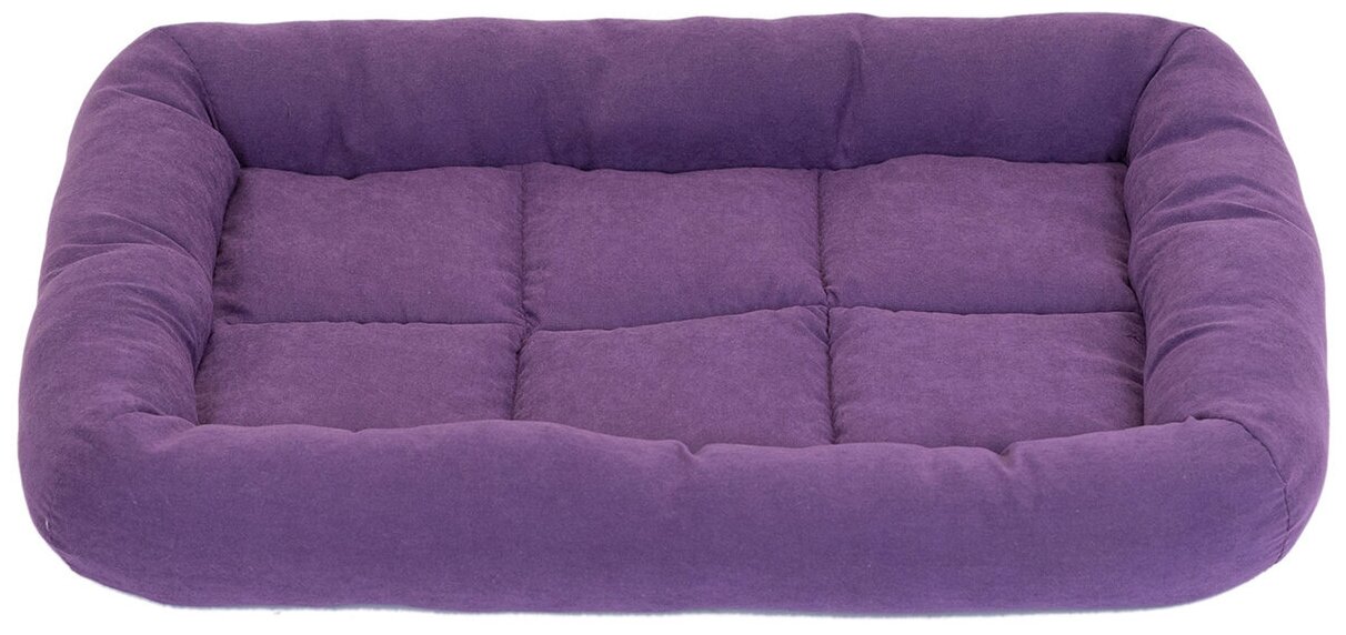Лежанка "Бархатный батут" прямоугольная с валиком, 84 х 57 х 9 см, фиолетовая - фотография № 1