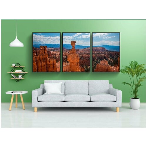 фото Модульный постер "желтый камень, формирование хулиганства, молоток" 180x90 см. из 3х частей в тубусе, без рамки lotsprints