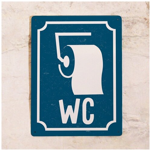 Табличка для туалета Знак WC, металл, 30Х40 см
