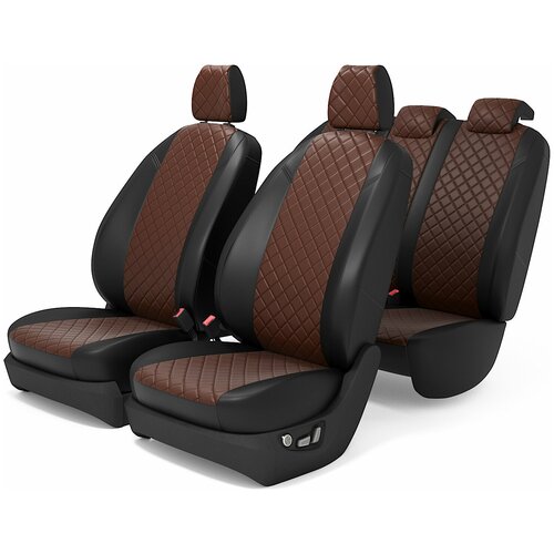 Чехлы на сиденья для Шевроле Спарк 3 (Chevrolet Spark 3) Экокожа Ромб (квадрат) / AutoKot / PSpark31016