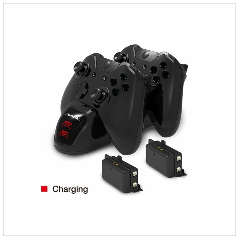 Зарядная станция / Зарядное устройство (док-станция) + 2 аккумулятора 1200mah для геймпадов Xbox One S / X Charging Dock DOBE TYX-1703