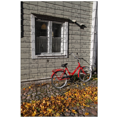 фото Магнитный пазл 27x18см."велосипед, осень, вдохновлять" на холодильник lotsprints