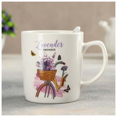 фото Кружка «лаванда», 200 мл, с ложкой, рисунок микс newstory