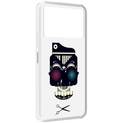 Чехол MyPads черно белый скелет с яркими глазами для Infinix NOTE 12 VIP (X672) задняя-панель-накладка-бампер