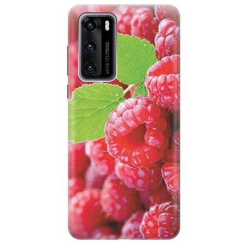 фото Ультратонкий силиконовый чехол-накладка для huawei p40 с принтом "малинка" gosso