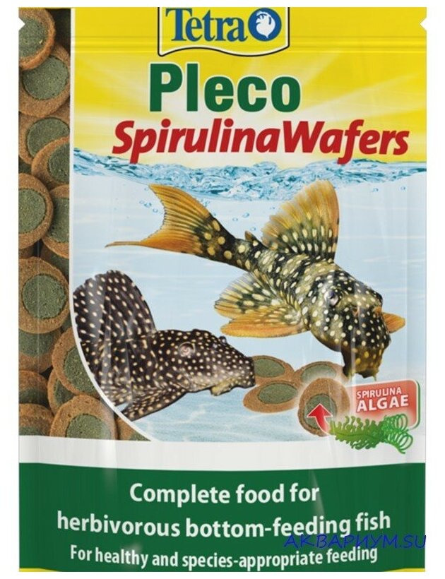 Корм для крупных растительноядных донных рыб TETRA Pleco Spirulina Wafers 15г - фотография № 10