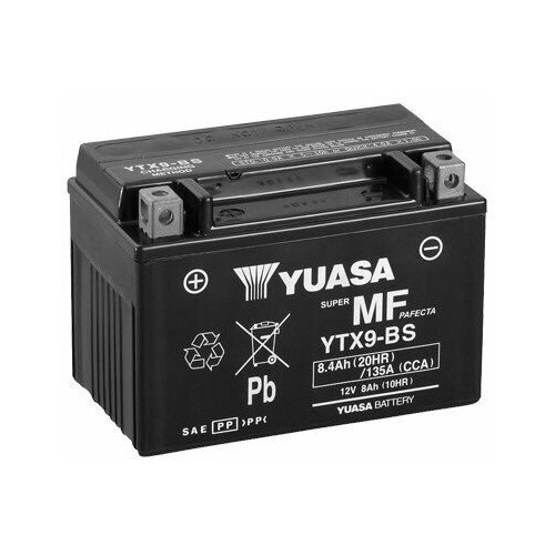 фото Аккумулятор мотоциклетный yuasa agm 12v 8ah сухозаряженный акб в комплекте с электролитом ytx9- bs gs yuasa