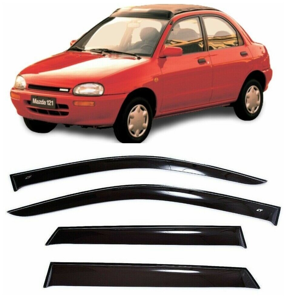 Дефлекторы боковых стекол Cobra Tuning на Mazda 121 (DB) Sd Sedan 1991-1996 - Ветровики боковых окон для Мазда 121 (ДБ) Сд Седан 1991-1996