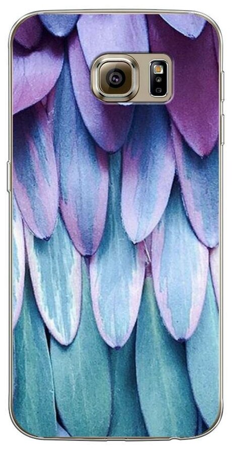 Силиконовый чехол "Синее перо" на Samsung Galaxy S6 / Самсунг Галакси С 6