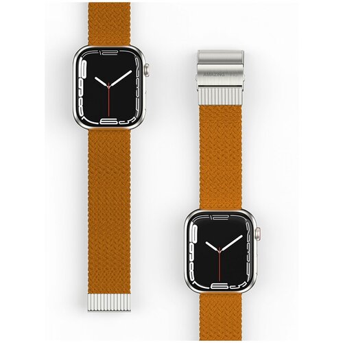 Ремешок для Apple Watch 45mm Amazingthing Weave Brown,сменный тканевый браслет для умных часов Эпл Вотч,плетёный для наручных часов Watch 3/4/5/SE/6