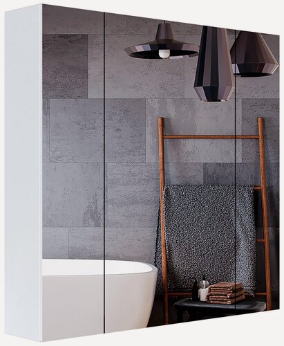 Изображение товара Зеркальный шкаф подвесной SanStar Универсальный 90 для ванной комнаты, белый