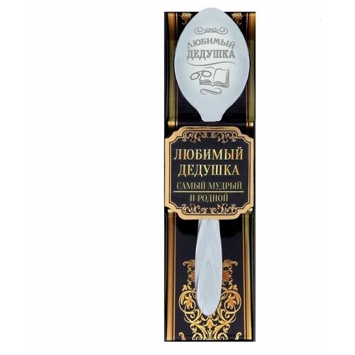 Ложка с гравировкой сувенирная в подарочной коробке Любимый дедушка 376₽