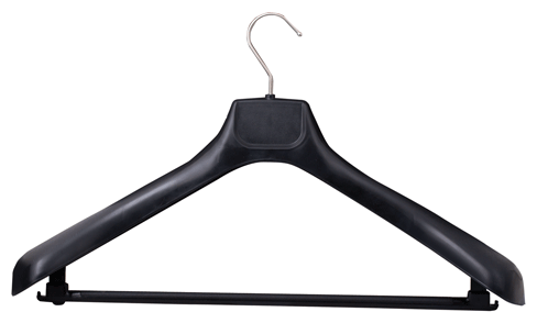 Вешалка-плечики универсальная, пластиковая, р. 50-52, длина 48 см, ширина 6,5 см, цвет черный, С041