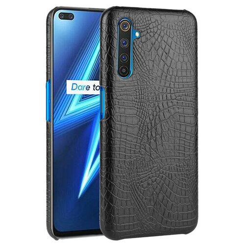 фото Чехол панель бампер mypads для oppo realme 6 pro элегантный тонкий на пластиковой основе с дизайном под кожу крокодила черный