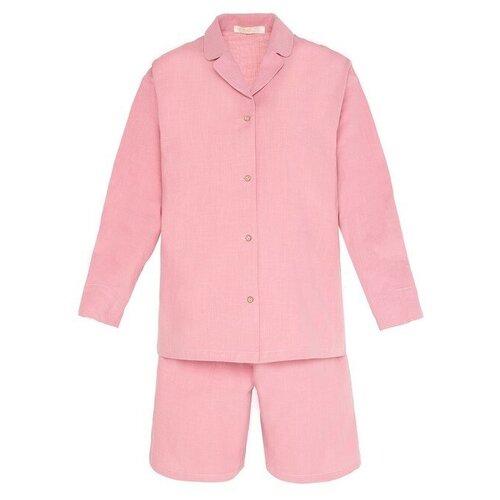 фото Пижама kaftan, шорты, рубашка, длинный рукав, размер 48-50, розовый