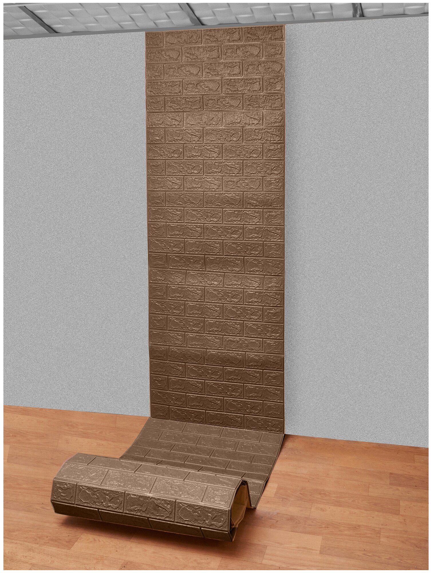 Самоклеящаяся ПВХ 3D-панель для стен в рулоне LAKO DECOR, Классический кирпич Кофе, 70x600см, толщина 6мм