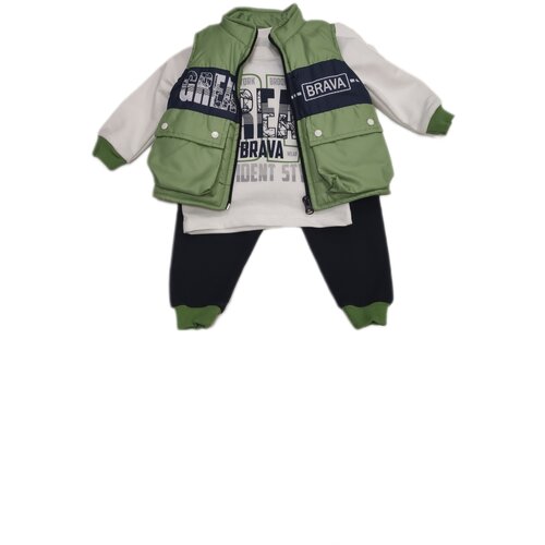 фото Тройка с жилетом зеленая grea 80 бутик для малышей "мой ангелок"