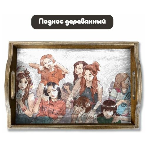 Деревянный поднос с рисунком музыка кпоп, kpop, twice, кейпоп, момо - 138