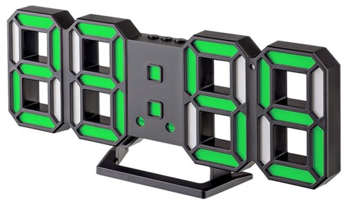 Часы  настольные Perfeo Luminous 2 PF-6111 черный/зеленый 0.17 кг 9 см 23 см светлый 3 см